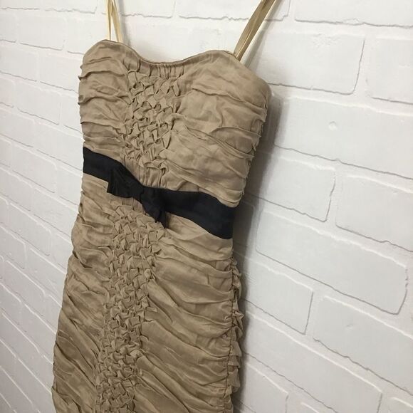 BCBGMAXAZRIA Strapless Dress Size 10 Gold Jewels Ribbon Cocktail Dress special - Picture 2 of 14